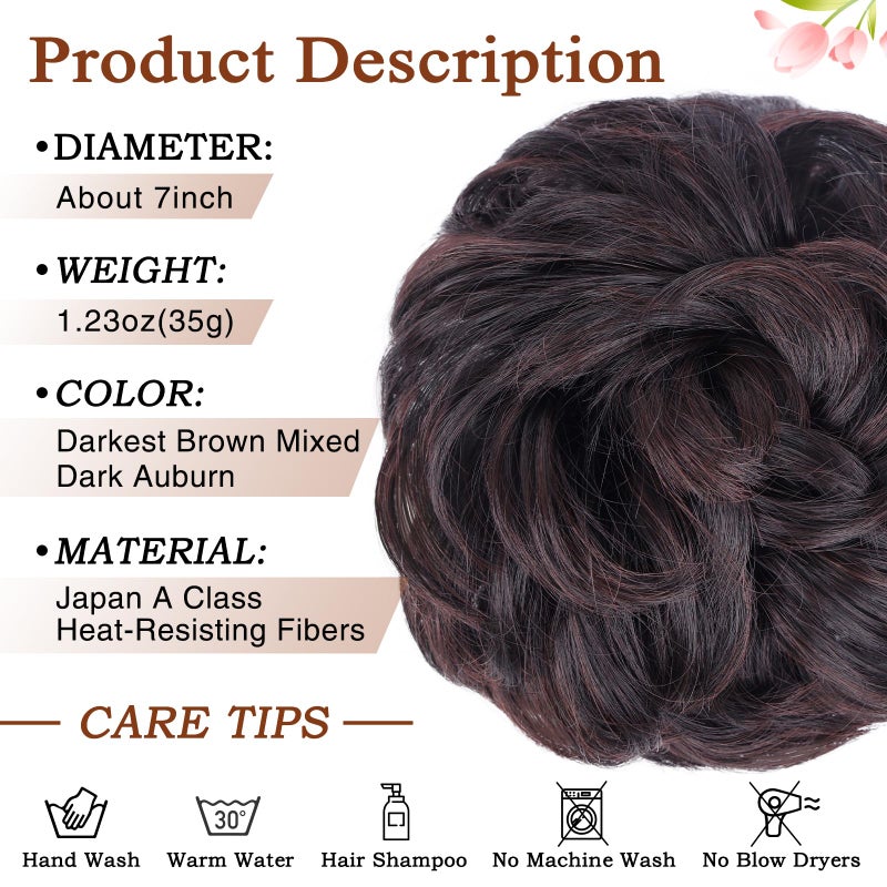 MORICA Messy Hair Bun Hair Scrunchies Extension Curly Wavy fake hair bun Synthetic Chignon hair pieces for Women(2/33#) - Image 2